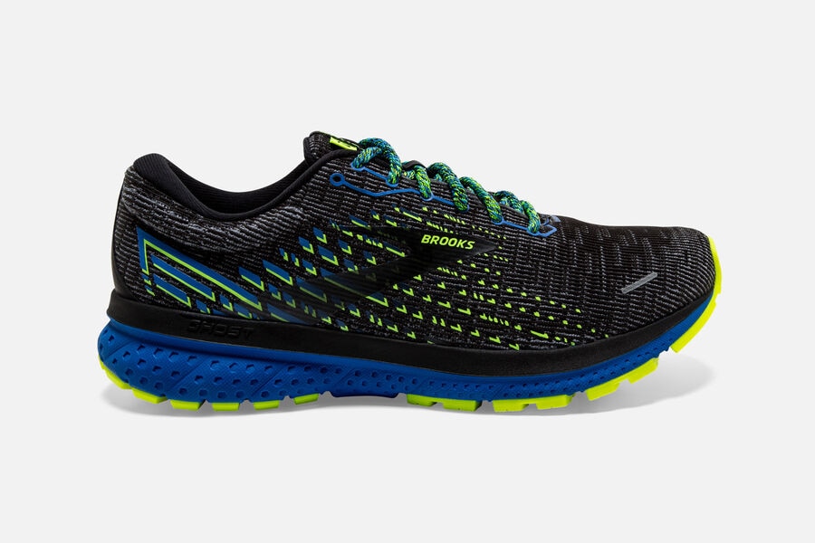 Ghost 13 Road Brooks Running Shoes NZ Mens - Black/Blue - OVMJNK-782